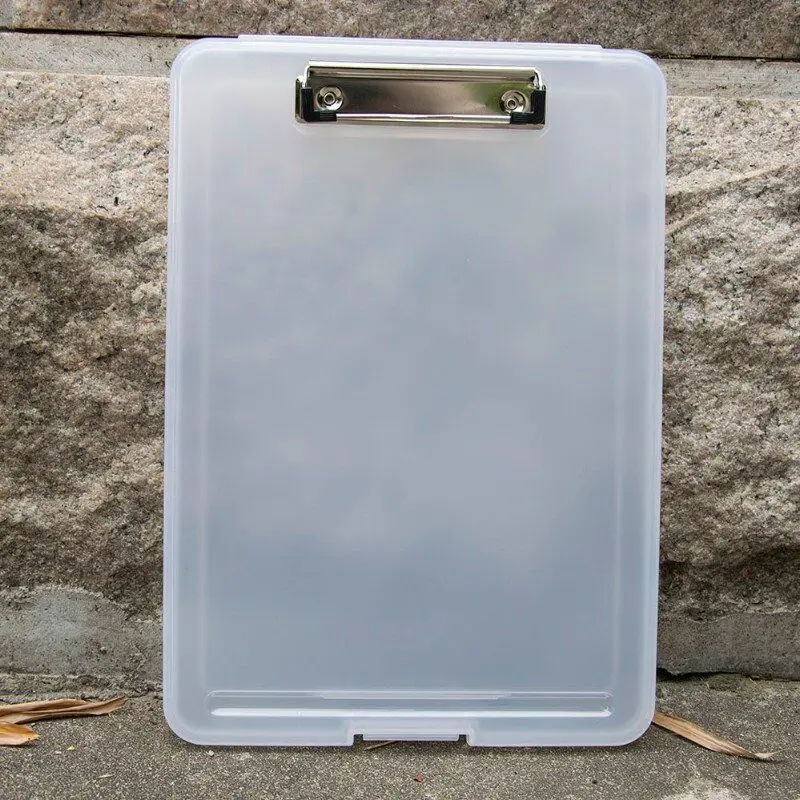 Plastic Tablet white transparent durable clipboard secured with clip