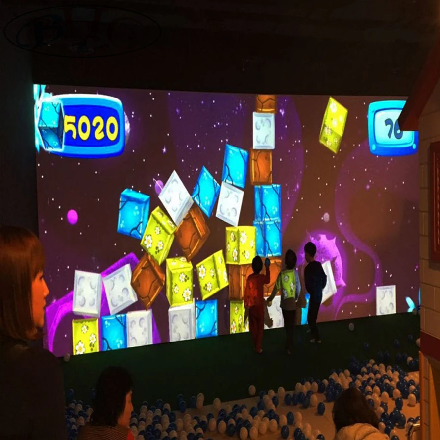 Chariot interactive device ball wall projection system for children ball wall play.