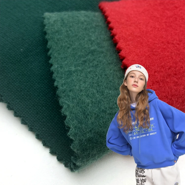 Heavyweight 430GSM CVC cotton polyester knitted brushed french terry fleece fabric for winter hoodies