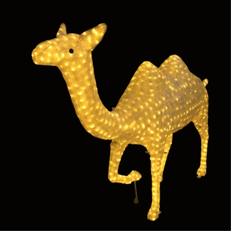 Outdoor 2D 3D nativity scene standing camel rope light motif