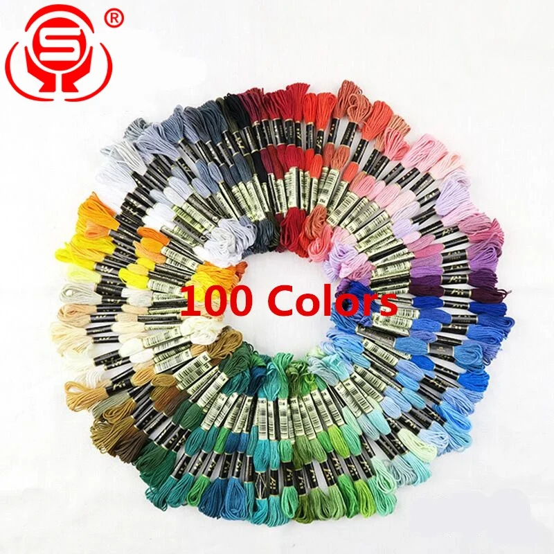 
6pcs/bag Cross Stitch Polyester Cotton Embroidery Floss Thread Colorful Embroidery Sewing Floss Wholesale 