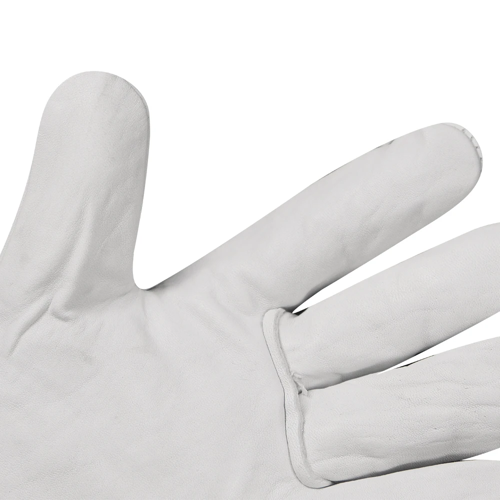 Cheap White Goatskin Industrial Construction Builder Mechanics Drivers Welder leather Work Safety Gloves