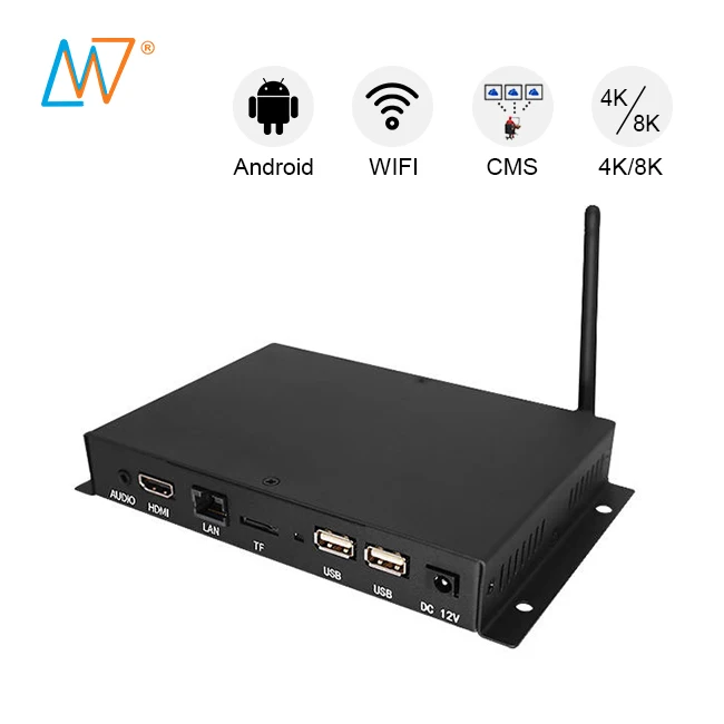 Commercial Ads Display 2K 4K CMS Software GPS Wifi Android Advertising TV Media Digital Signage Player Box