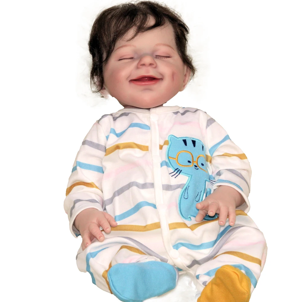 
18 Inch Full Body Silicone American Realistic Reborn Baby Doll silicone Children Lovely Toys 