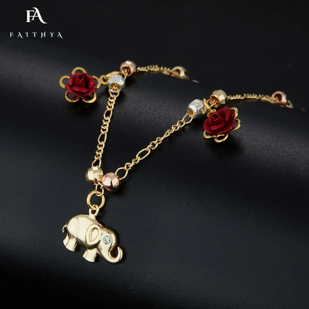 FB0064 горячая Распродажа Религиозный браслет Девы Марии 18k позолоченный с маленькой подвеской из бисера цветок слон