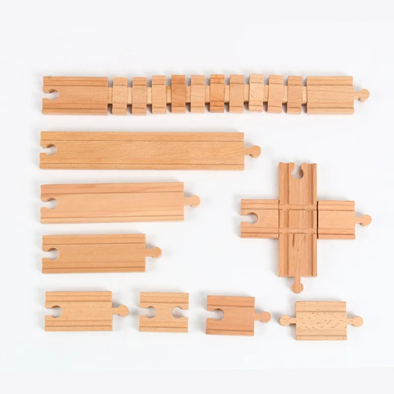 Montessori  Kids Educational Toys Wooden Train Track Building Block DIY Accessories Replacement