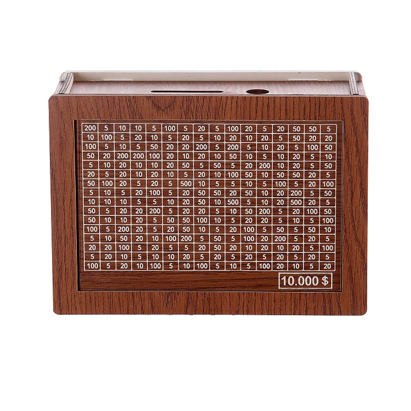 Reusable  Piggy Bank Money Saving Challenge Box Wooden Saving Money Box With Counter Money Vault For Kids Adults