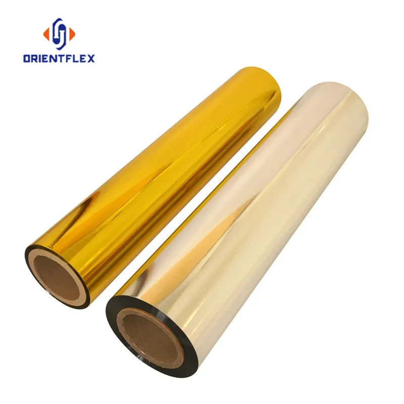 8 Micron 12 Micron Yellow Color Pet Metallized Mylar Polyester Film Roll