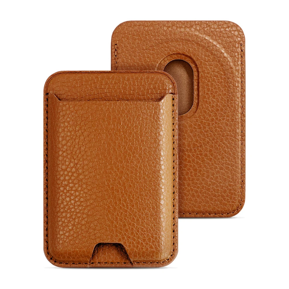 Luxury pebble leather magnetic card holder for iphone magSafe wallet