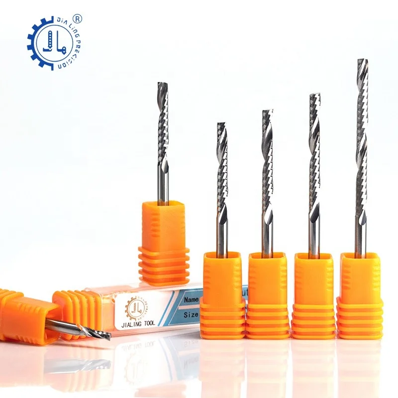 Single Flute Carbide Milling Cutter Spiral Up Cutting Router Bit 1/8' Shank Single Flute End Mills For Acrylic PVC