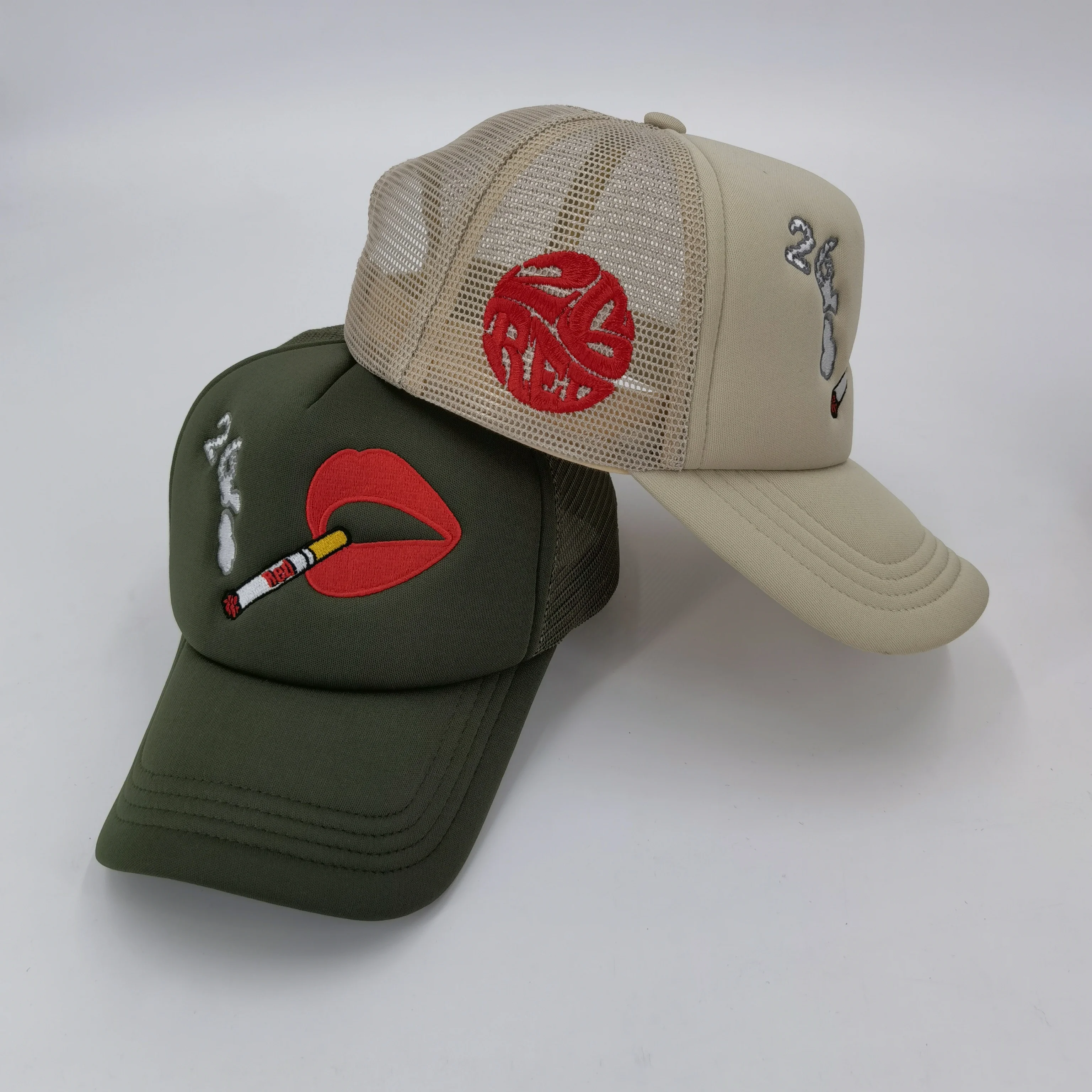 Plain blank foam mesh trucker caps custom trucker hat with logo trucker hat with rope