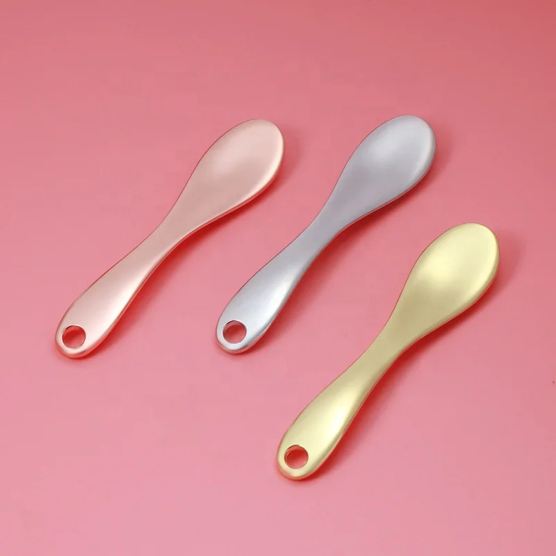 Skin Care Tools 7cm metal Cosmetic Face Mask Mixing Spoon Spatula with hole