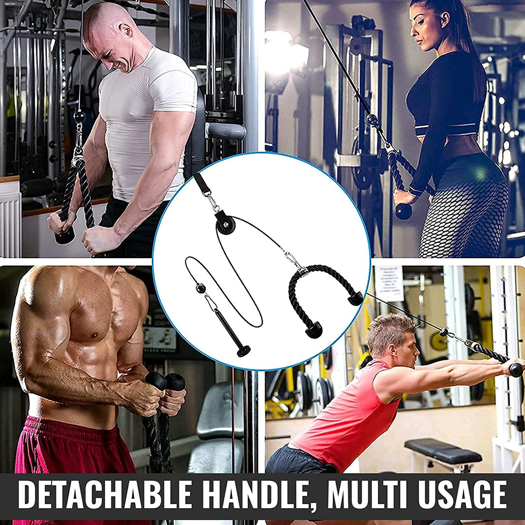 Cable Pulley System Home Gym LAT Pull Down Weight Pulley Gym Fitness Weight Lifting Triceps Rope Adjustable Pulley Cable Machine