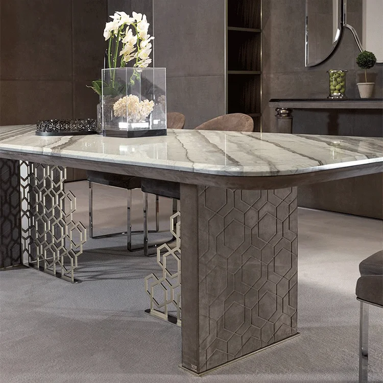 Kitchen & dining room table nordic luxury marble metal tables high end restaurant furniture metal table frames
