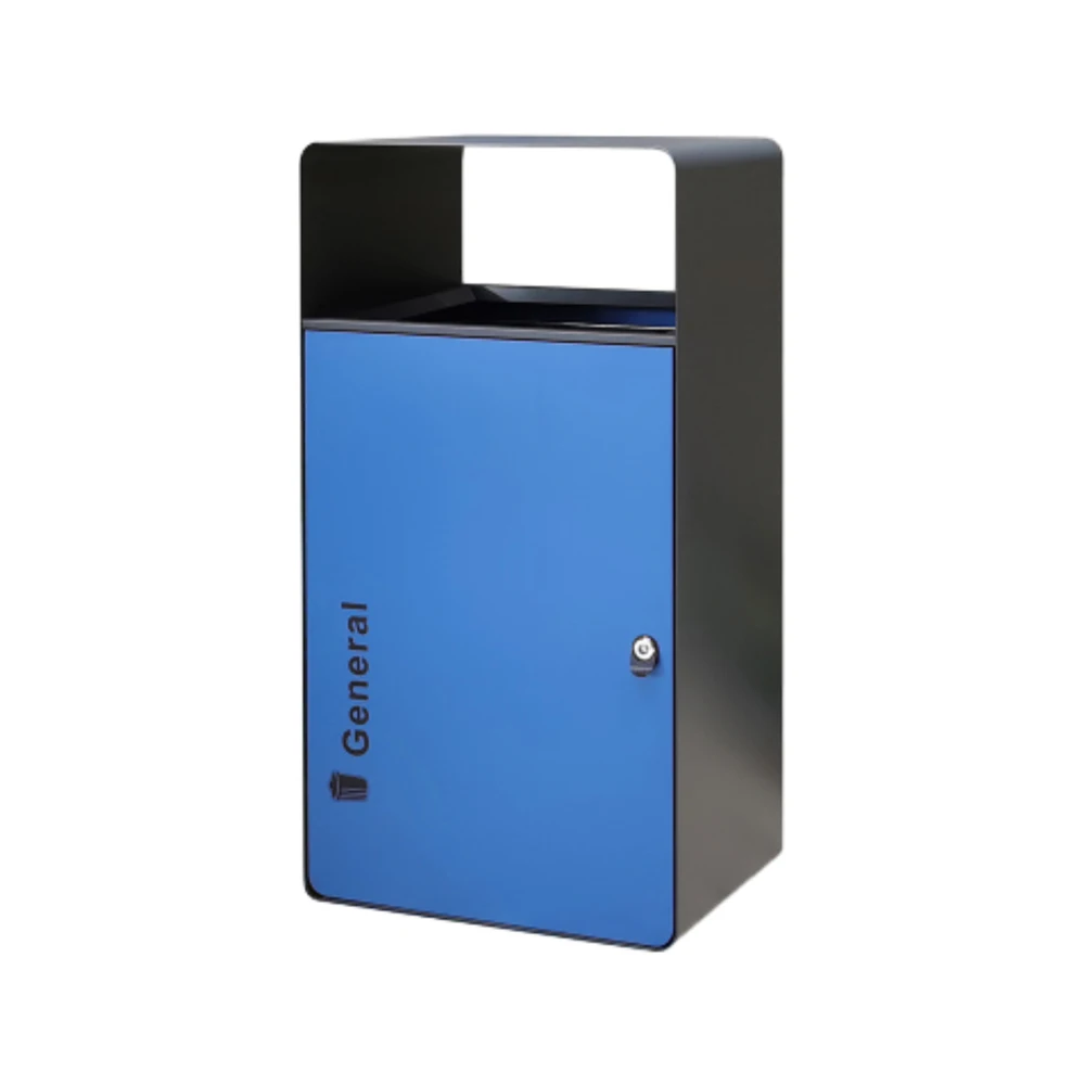 Open Top Outdoor Metal Waste Bin Litter Bin Powder Coated Galvanized Steel with Stand for Home & Garbage Recycling Trash Can