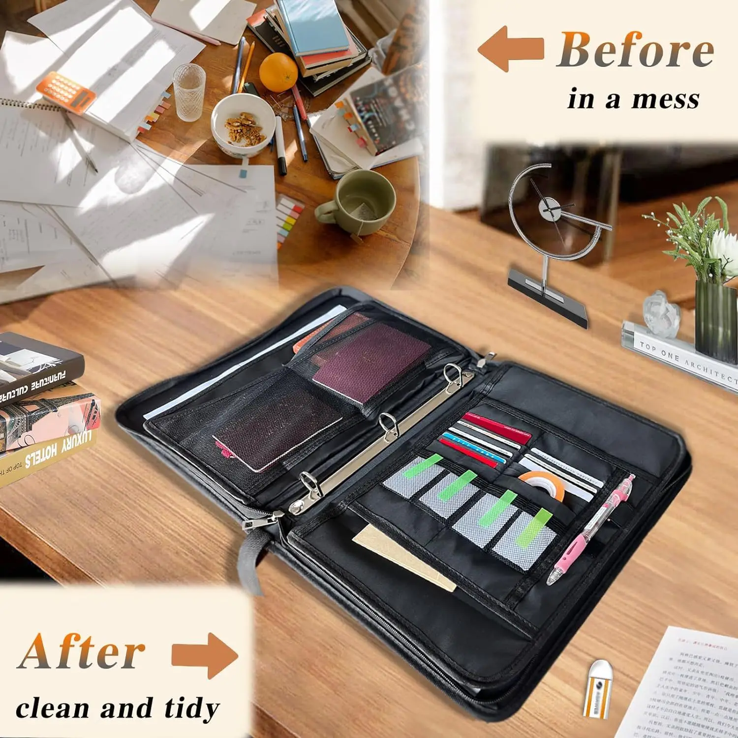 Portable Design Document File Organizer Boxes Black Waterproof Fireproof Document Bag With zipper Lock