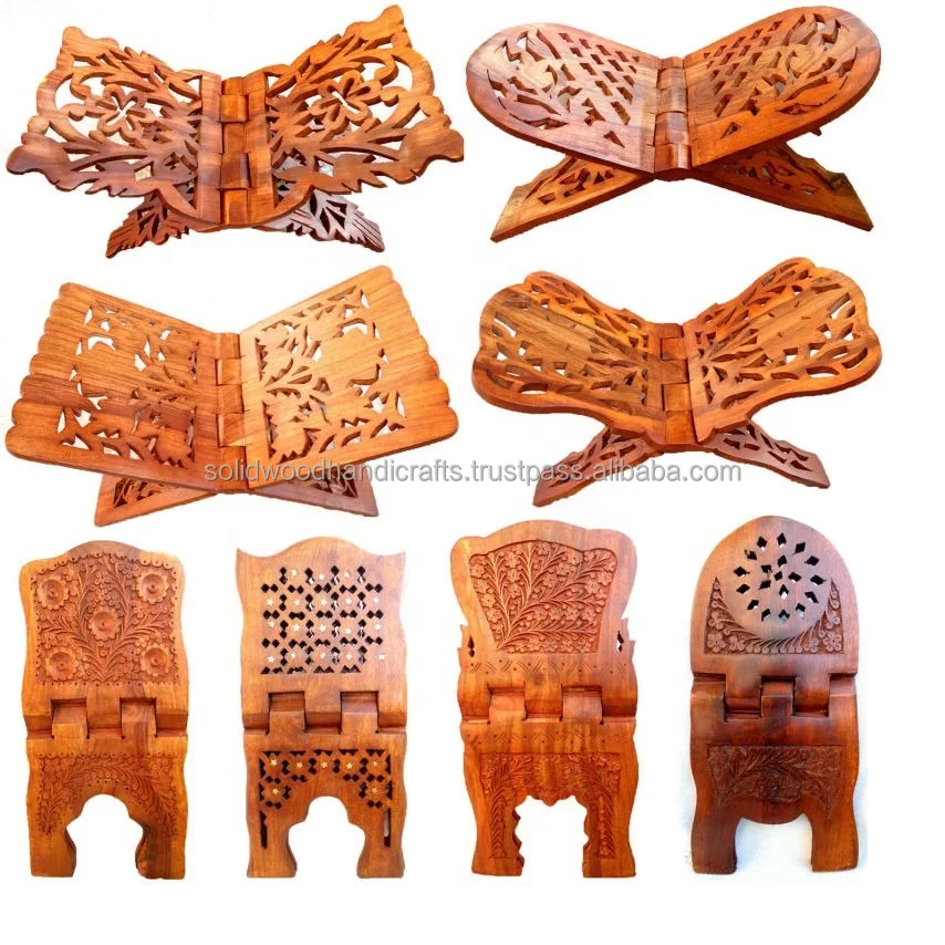 WOODEN MORE DIFFERENT DESIGN RELIGIOUS BOOK HOLDER REHAL STAND FOR QURAN GEETA BIBLE