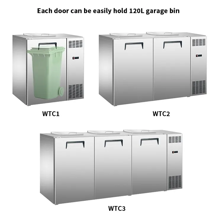 Reduce the smell of garbage double door commercial chiller decrease the food breakdown hygenic waste cooler for kitchen waste