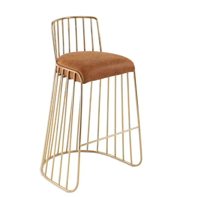 Роскошный латунный барный стул с вуалью для невесты для отдыха, Роскошная золотая металлическая обеденная рама из нержавеющей стали