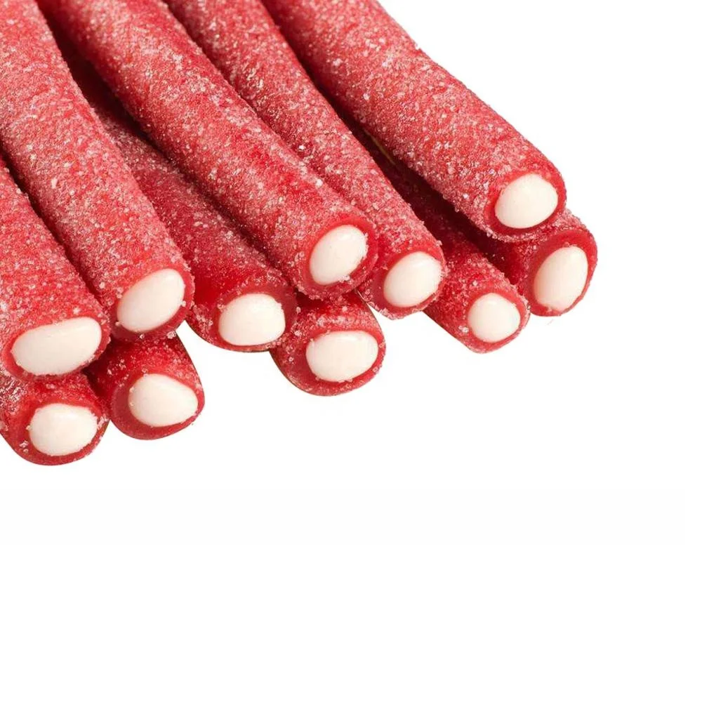 sugar coated  sour straw long soft jelly candy center filling jam