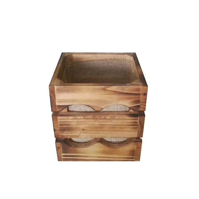  Home & Garden Decor Square Flower Pot Decorative Craft Wooden Flowers