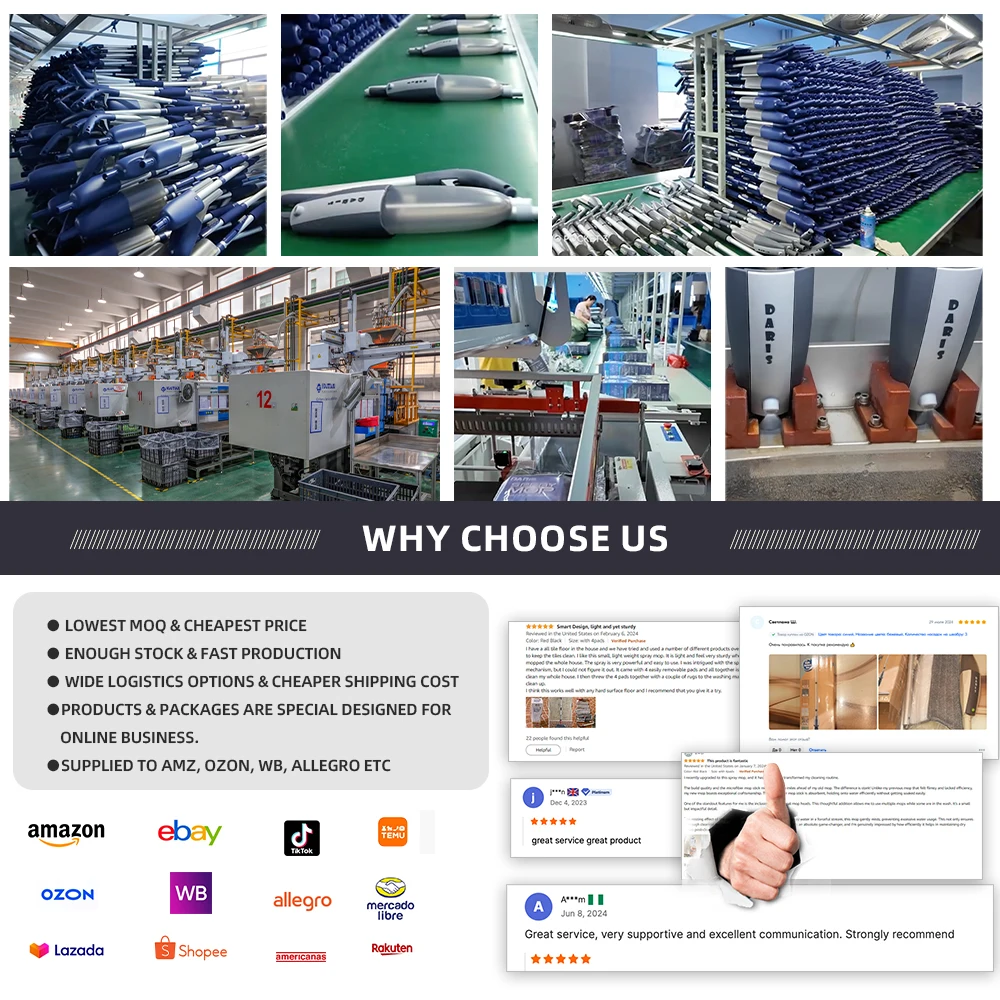 DARIS Easy Clean Magic Microfiber Mops Cleaning Spray Floor Mop with Aluminium Long Handle