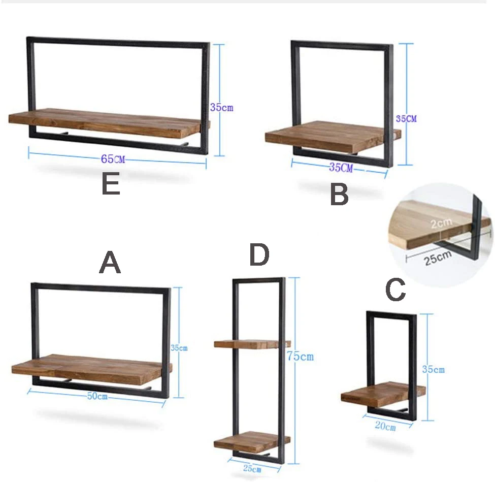 Hot sale Modern Wooden Wall Shelf Floating Wood and Metal Combination Storage Wall Shelves for Living Room Furniture