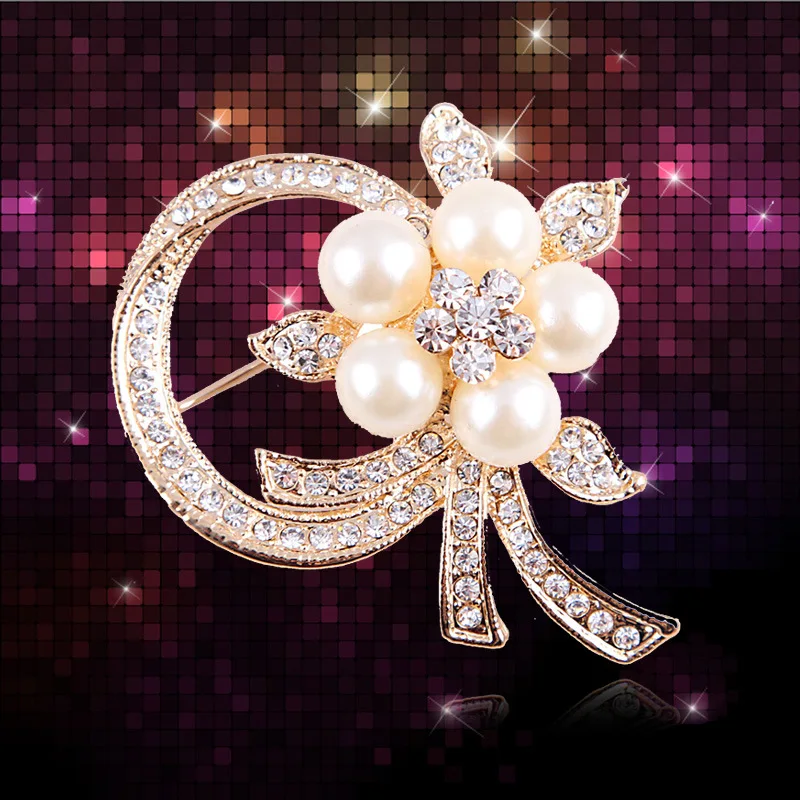 PUSHI hot selling pearl brooch accessories high end Swan rhinestones flower feminine broches fashion jewellery women brooch mix