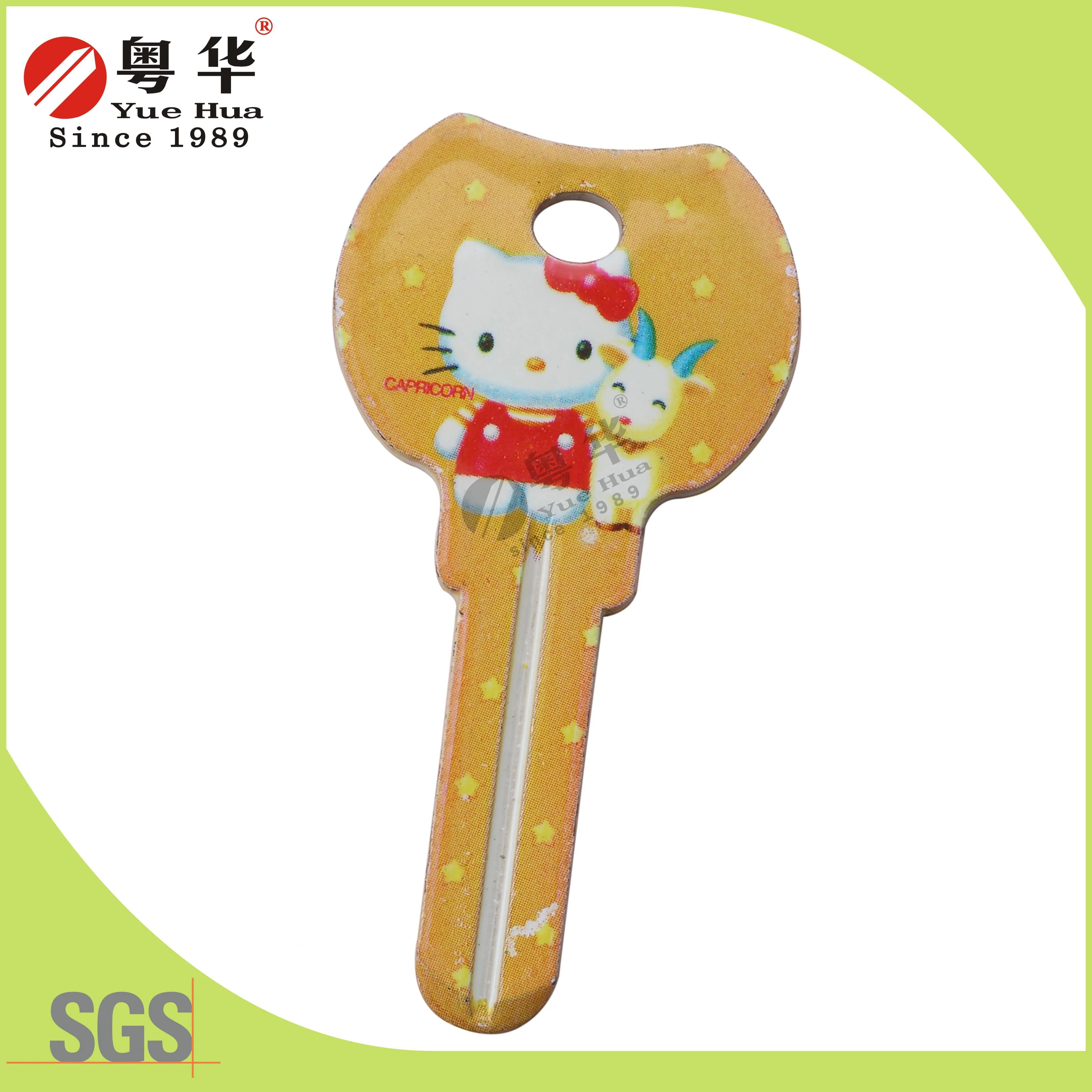 Free Sample US Market Pink Hello Kitty Shape Nickel Plated Custom Brass Key Door Brass Key Blank For Locksmith Tools