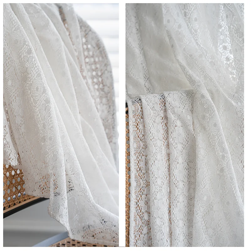 Nordic Style INS White Hollow Out Lace Curtain For  Wedding Home Balcony Livingroom