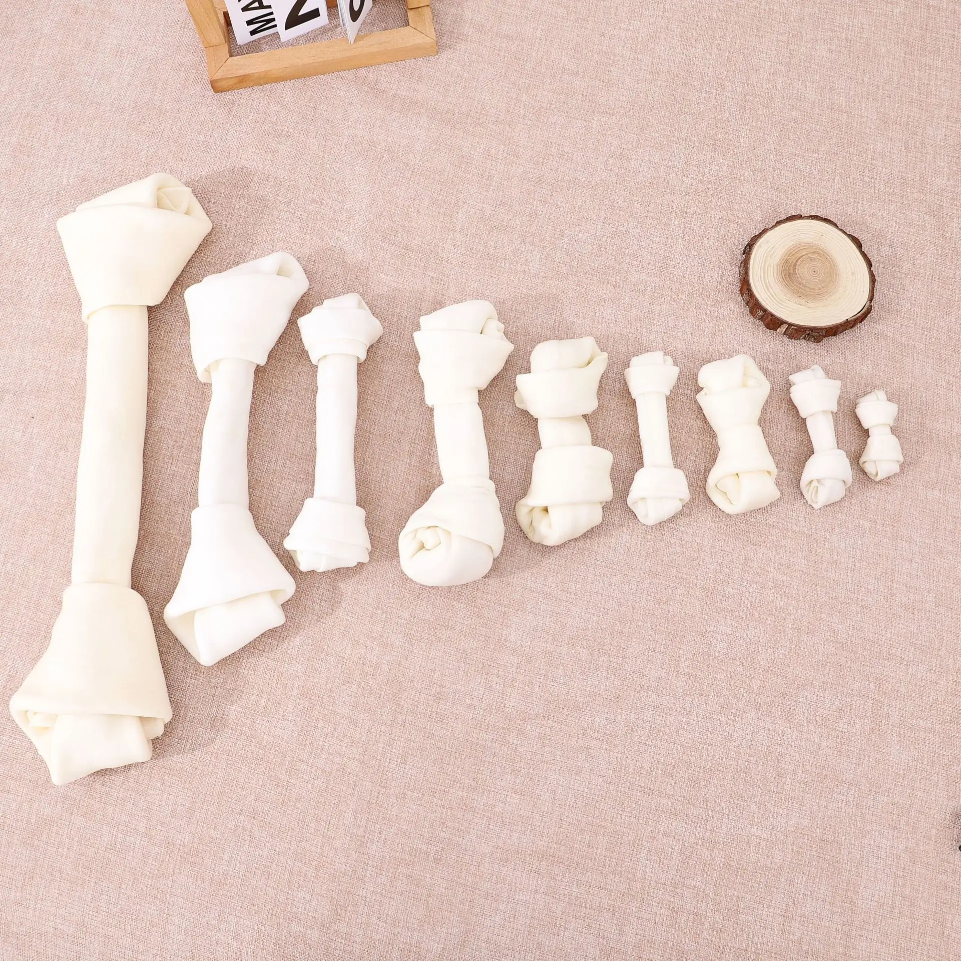 Factory Dog Treat White Bone Various Sizes Rawhide Knotted Bones Dog Chew Snacks Natural Dog Treats
