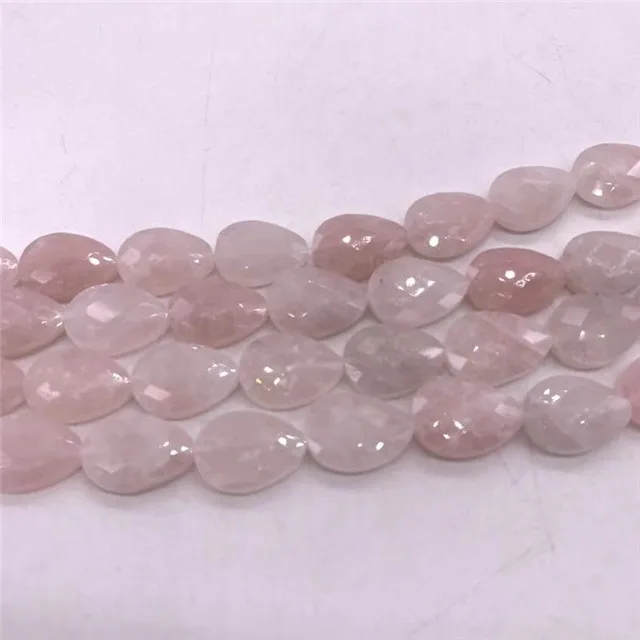 Factory Direct Sales women girls party wedding jewelry accessories parts wholesale tear drop rose quartz stones beads for diy