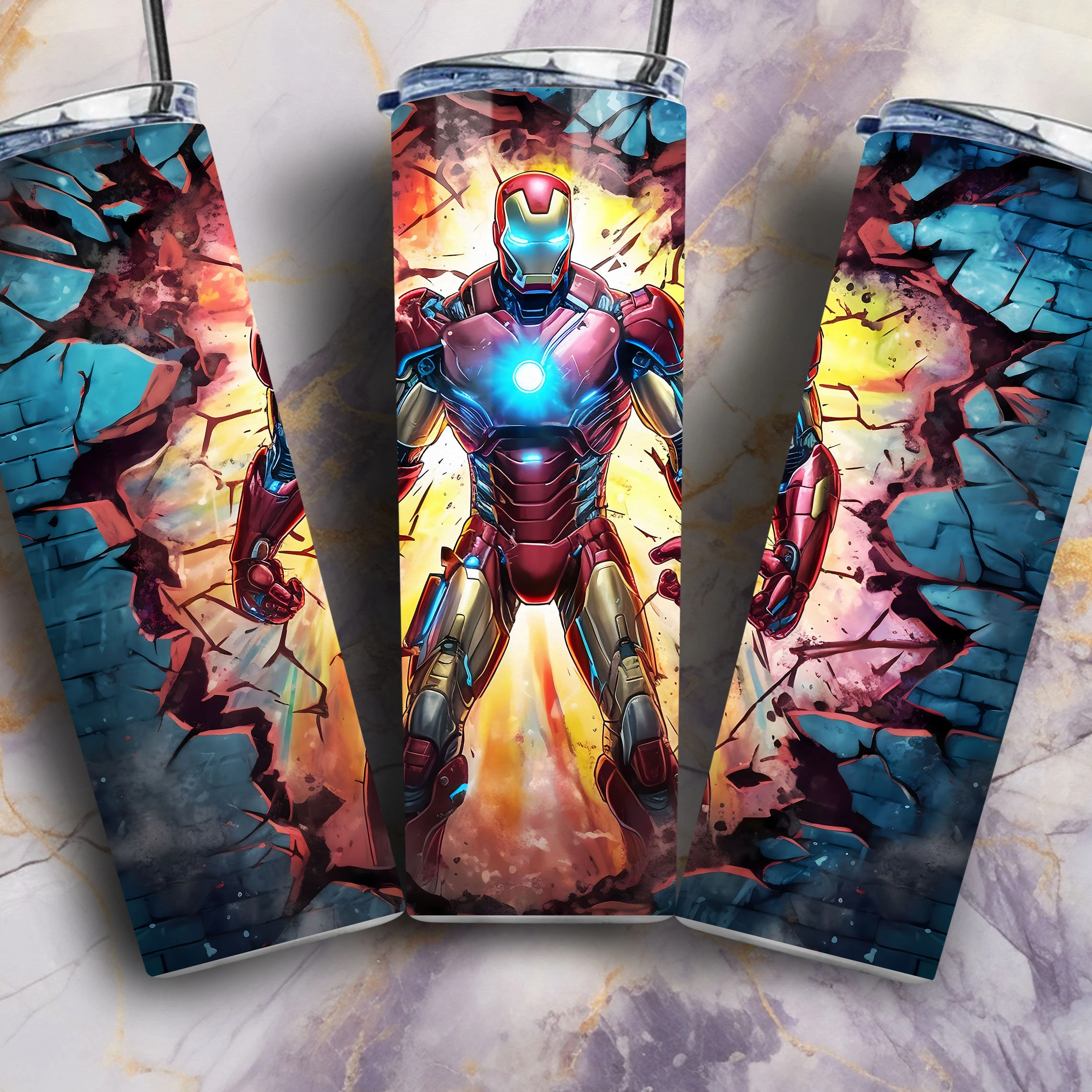 2023 Custom Print Logo Super Heroes Marvel 20oz stainless steel tumbler cup with straw double wall travel tumbler coffee mug