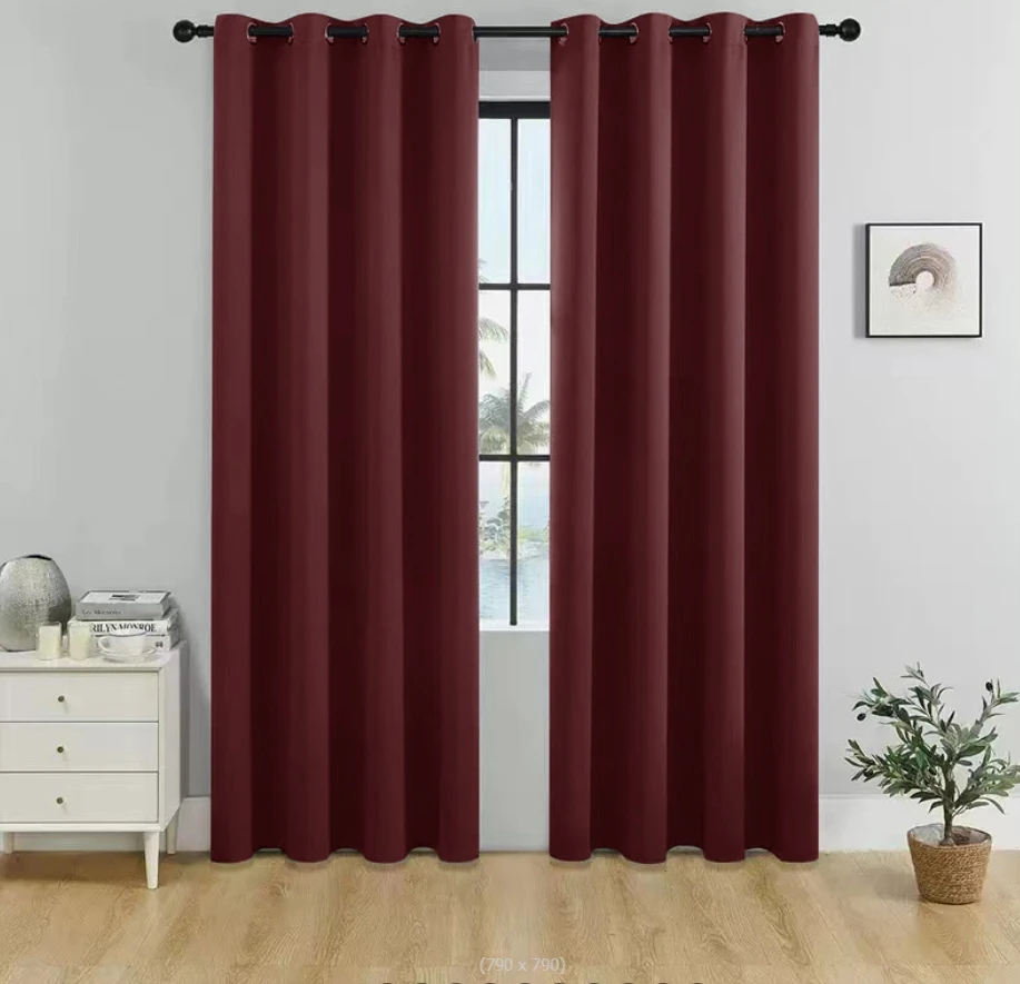 Wholesale Custom High Blackout Solid Grommet Top Army Green Polyester Simple Hotel Curtain for Livingroom Windows