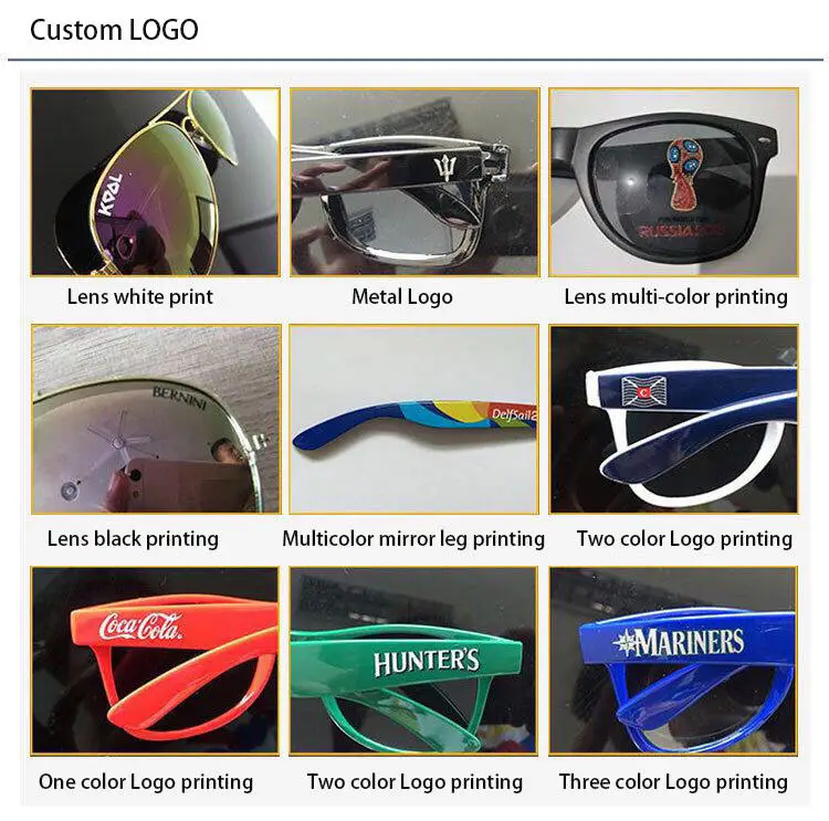 Wholesale promotional printed your own brand unisex custom pinholes logo plastic shades polarized sunglasses