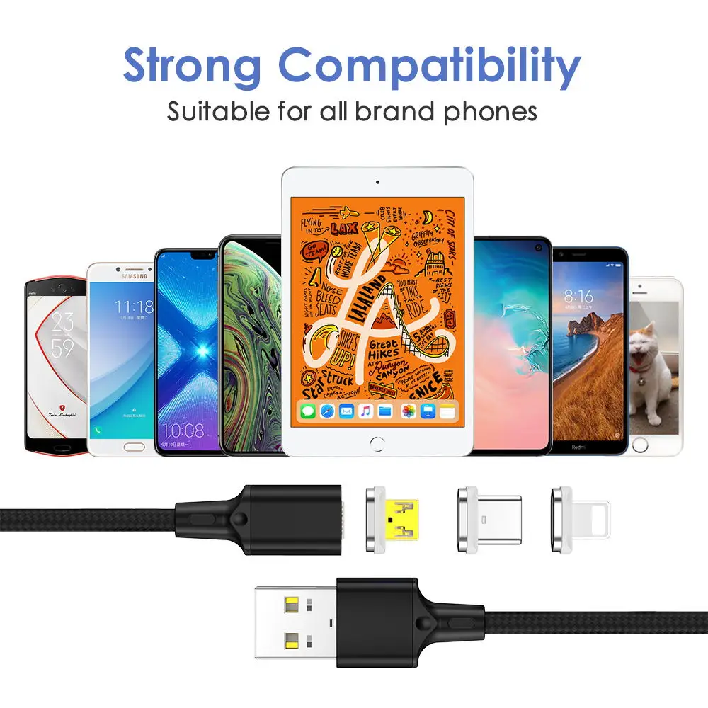 Wholesale IPSKY on stock oem multiple 3A fast charging port 7 pin micro usb Magnetic Cable