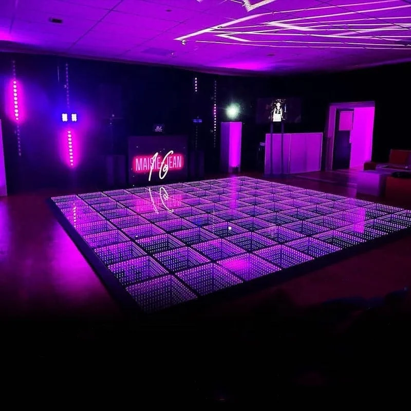 Factory price portable light up white interactive china video 3d led display mirror dance floor panels tiles wedding magnetic