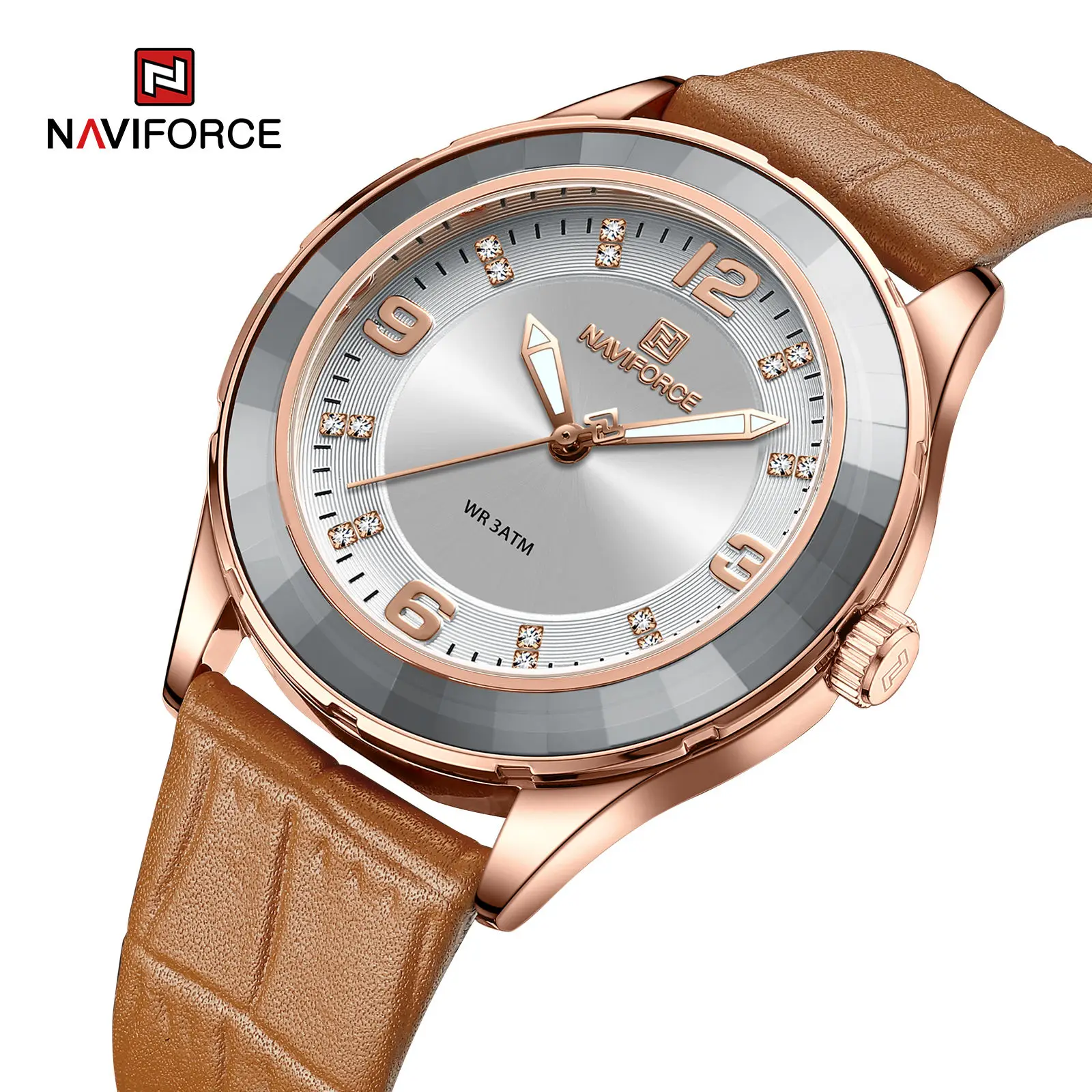 NAVIFORCE  5040 NF5040New Women Watch Top Brand Fashion Original Lady Girl Wristwatch Leather Bracelet Waterproof Female Clock