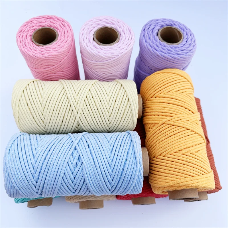 Factory price 3 strand colorful flexible cotton rope