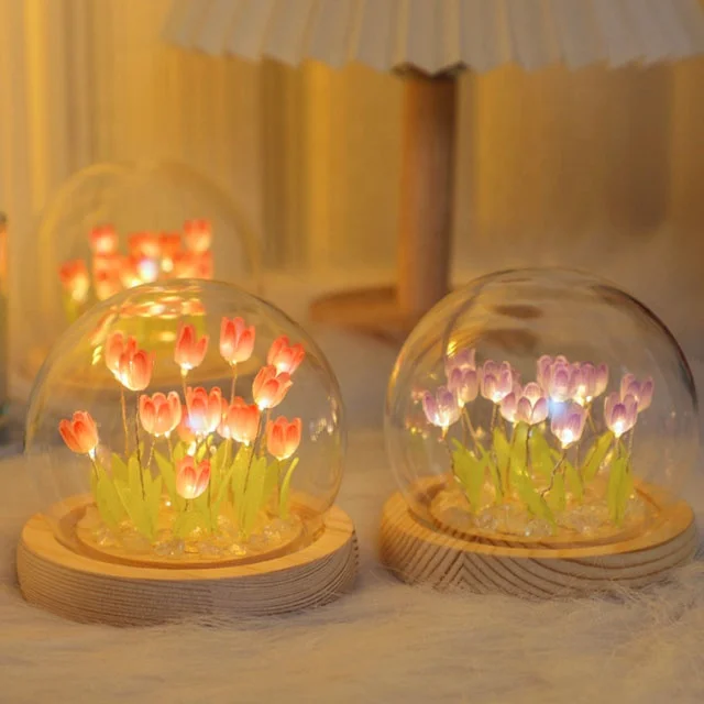 LED Christmas Holiday Decoration Night Light DIY Tulip Handmade Gift Lamp Desktop Decorative Simulation Flower Tulip Lights