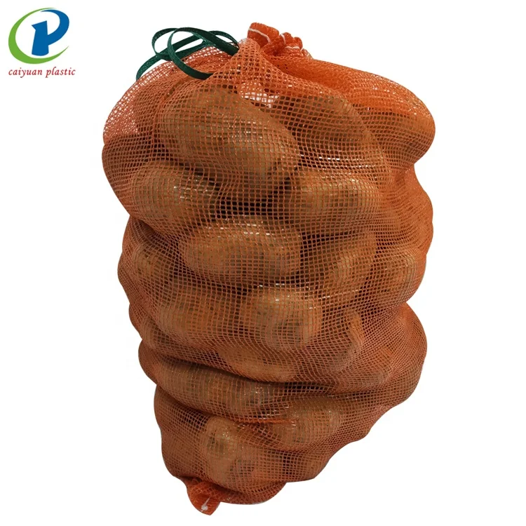 Plastic mesh produce woven leno bag yellow color