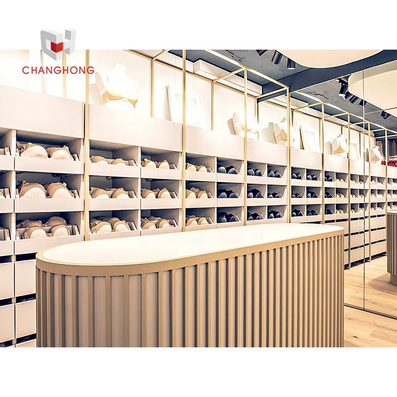 Wall mounted men and ladies underwear display shelf stand lingerie store interior design for underwear and bra display rack