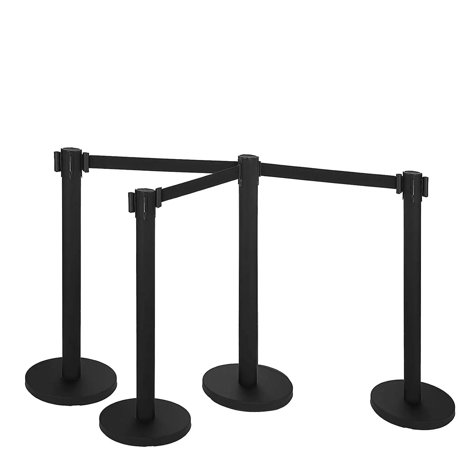 Stainless Steel black stand queue belt barrier Metal Q Manager