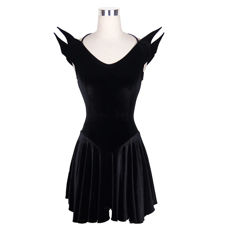 SKT013 Devil fashion Gothic black sexy ladies sleeveless V neck velvet skinny dresses