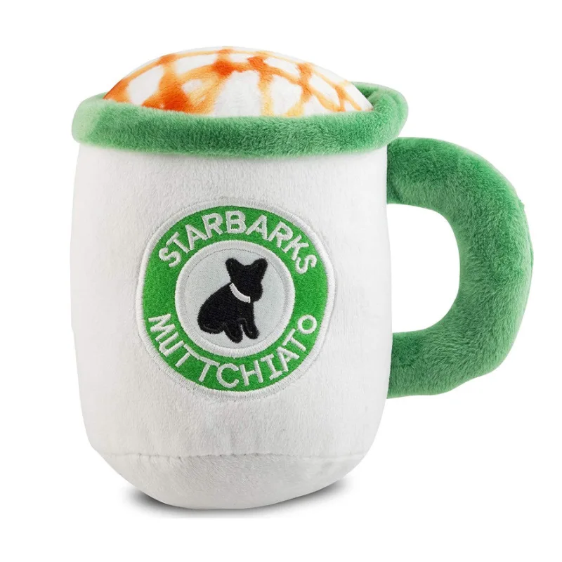 Dog Plush Toy Starbucks Cup Plush Toy Pet Interactive Training Toys