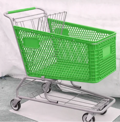 
Four Wheels Supermarket Unfolding Plastic Steel Trolley Shopping Mall Carts 