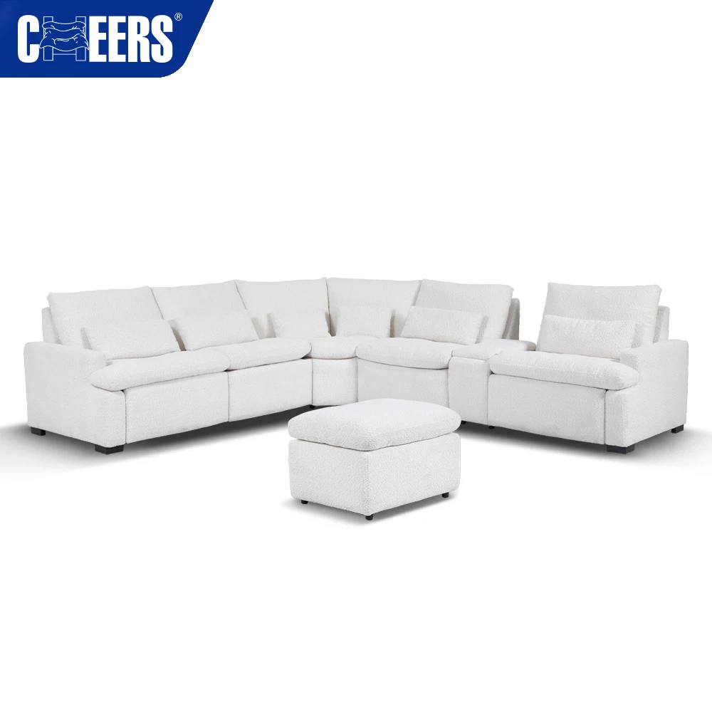 MANWAH CHEERS New Large Home Furniture Living Room Sofa Recliner Sets Sectional Corner Modular Sofa Living Room L Shape Couch
