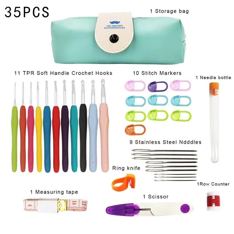 14 Sizes 2mm-10mm Crochet Hooks With Case For Hand Knitting Extra Long Needles Crochet Hooks Set