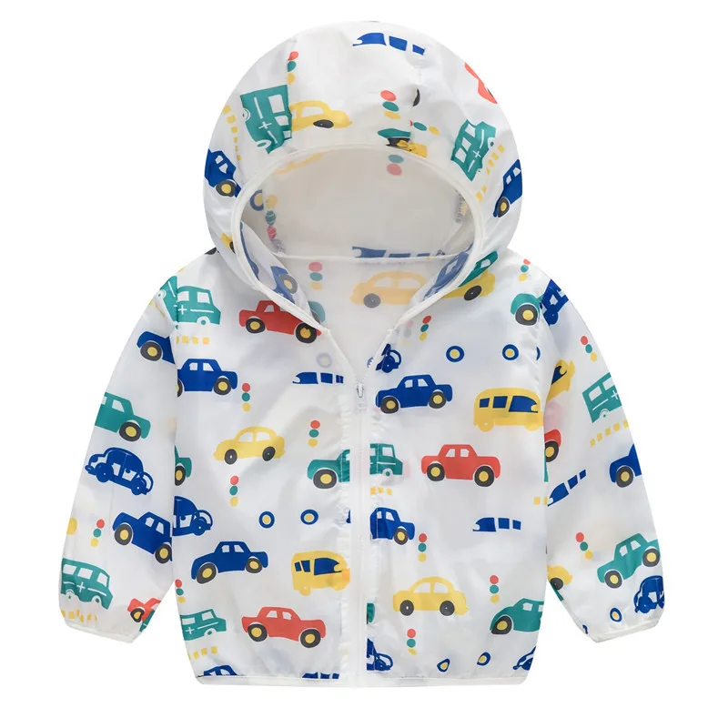 
Breathable Baby Summer Kids Cute Cartoon Print Sun Protective Baby Skin Hooded Windbreaker Sunscreen Coat 
