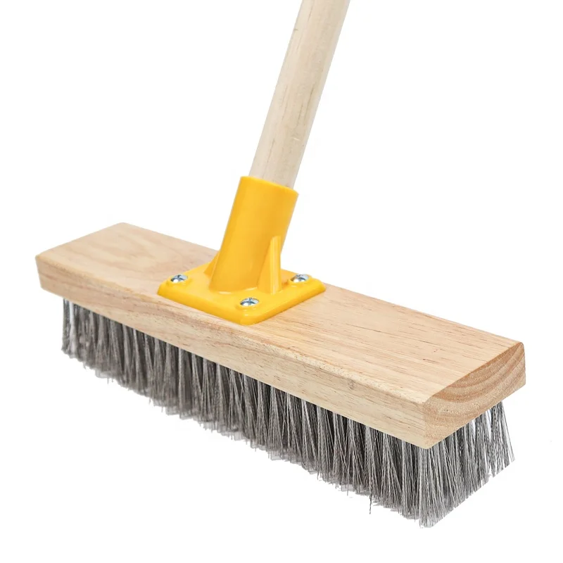Brush with Handle  Stainless Steel Deck Wire Brush patios driveways swimming poolclean a variety of surfaces Household cleaning